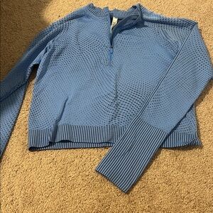 Lululemon Athletica Blue Patterned Half-Zip Top
